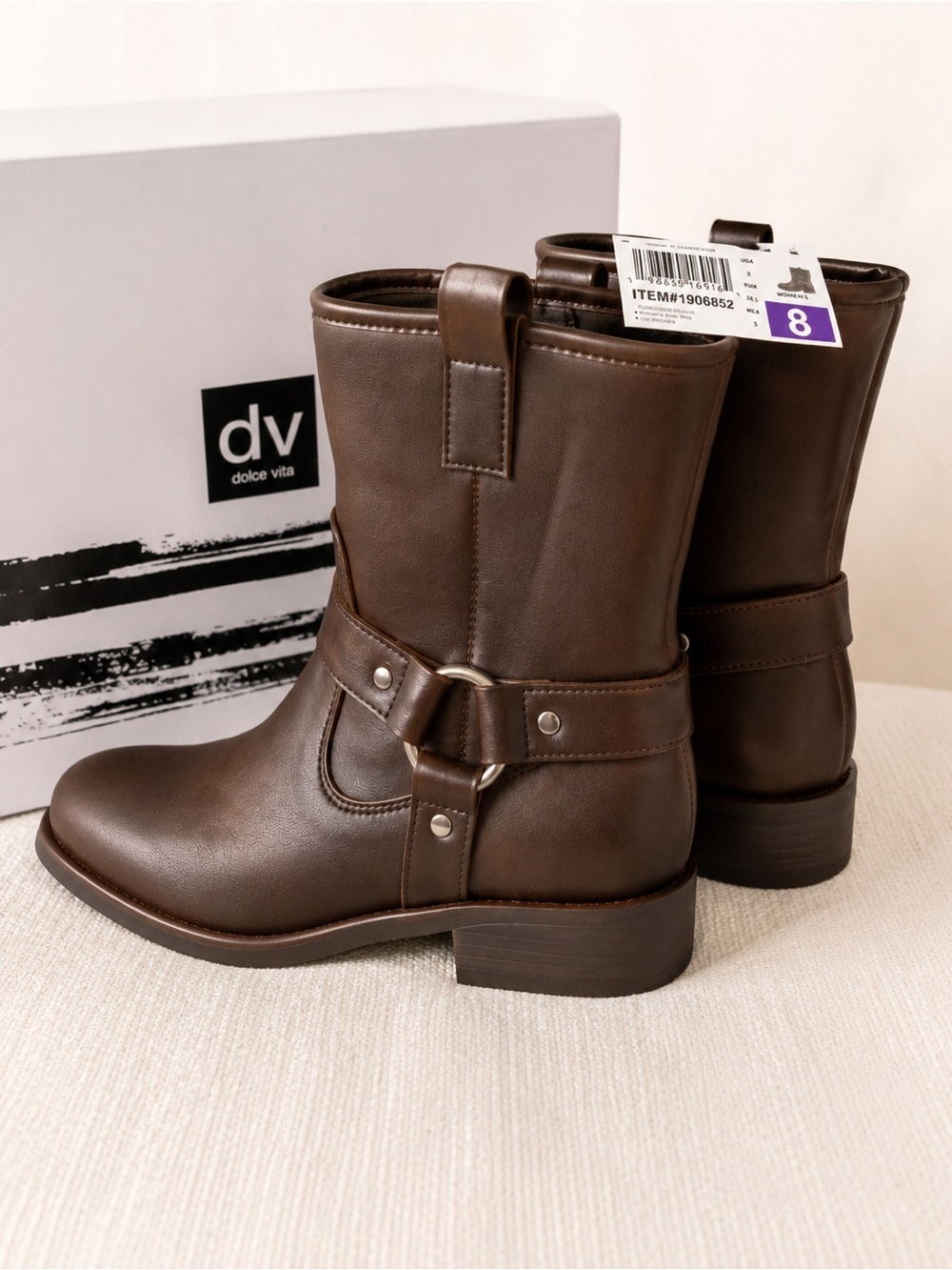DV Dolce Vita Brown Moto Ankle Boots Women’s Size 8 NWT